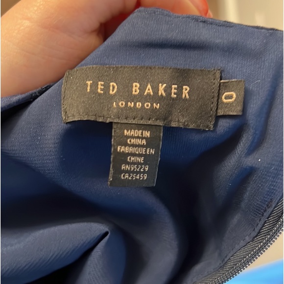 ✨TED BAKER✨ Marniee Asymmetrical D-Ring Belted Waist Midi Dress - Navy Blue - Picture 6 of 10